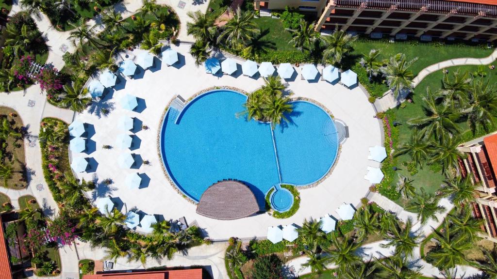 an overhead view of a pool at a resort at Pandanus Resort in Mui Ne