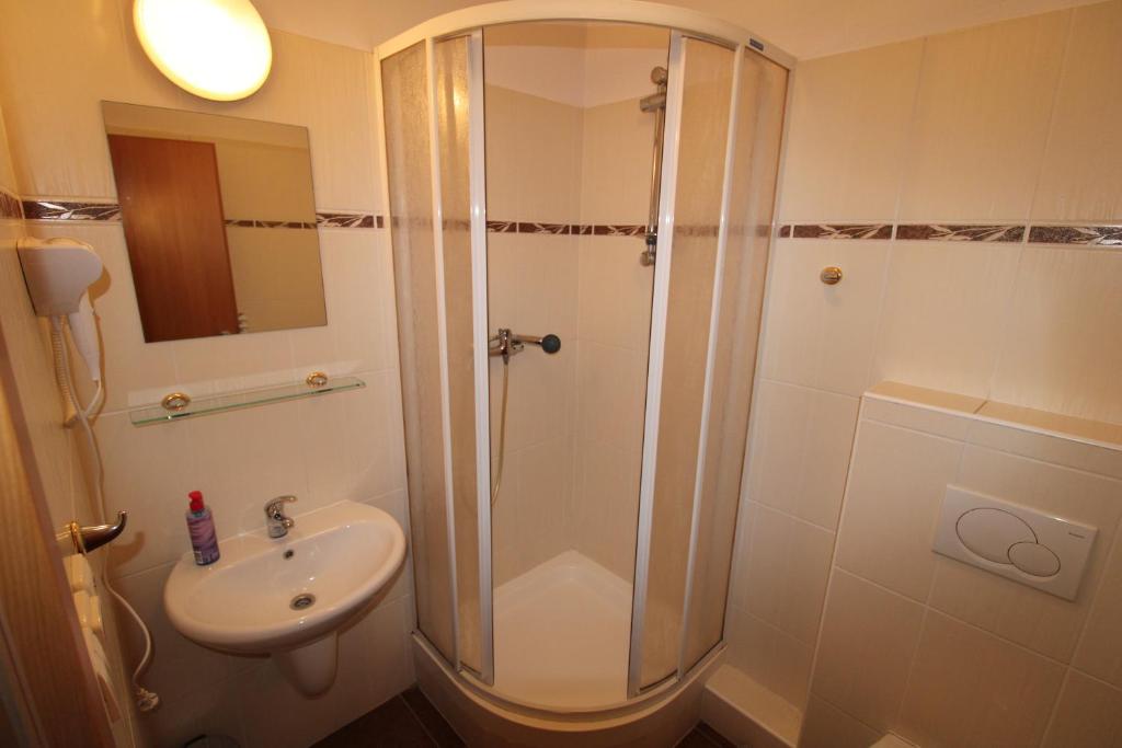 Koupelna v ubytování Hotel Antler