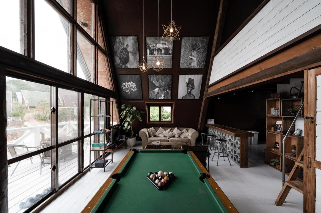 a billiard room with a pool table at LOGIN OKINAWA -wood- in Onna