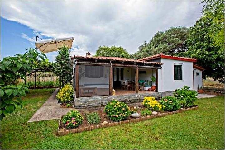 a small house with a garden in the yard at Agrampeli in Ierissos