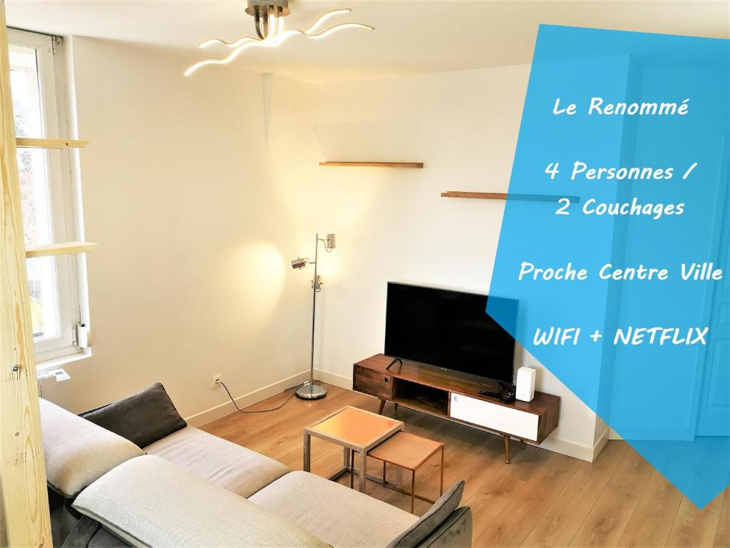 蘇瓦松的住宿－Le Renommé Soissons par Picardie Homes，带沙发和电视的客厅