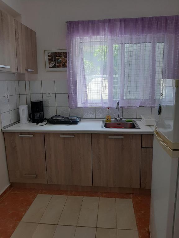 Kuchyň nebo kuchyňský kout v ubytování Cozy flat in Nea Makri