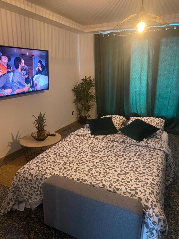 Posteľ alebo postele v izbe v ubytovaní SALOU : SPACIEUX APPARTEMENT 100 M2 vue sur mer