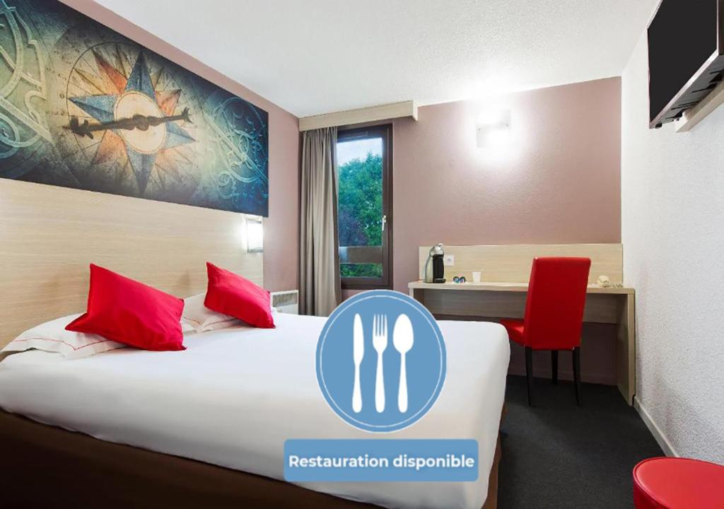 Кровать или кровати в номере HOTEL EDEN - Metz Nord