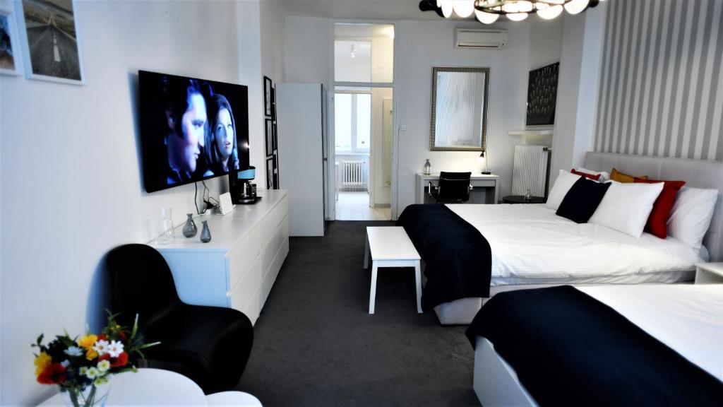 Televízia a/alebo spoločenská miestnosť v ubytovaní Apartment Penkala