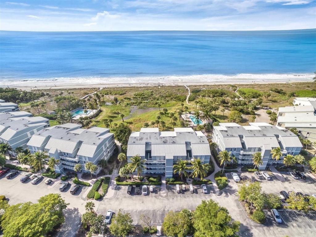 an aerial view of the resort with the beach in the background at South Seas Beach Villa 2313 in Captiva
