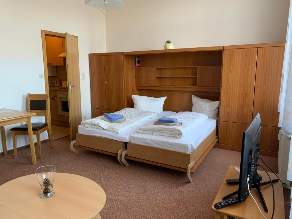 Postel nebo postele na pokoji v ubytování Haus Nordmeer