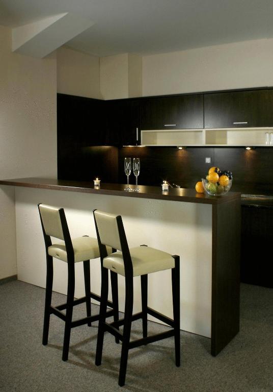 Kuchyň nebo kuchyňský kout v ubytování Kendros Hotel