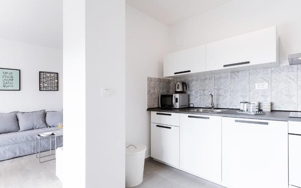 Kuchyňa alebo kuchynka v ubytovaní Apartment Black & White