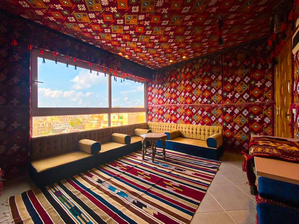 A seating area at Arabian Nights in the heart of historic Alexandria