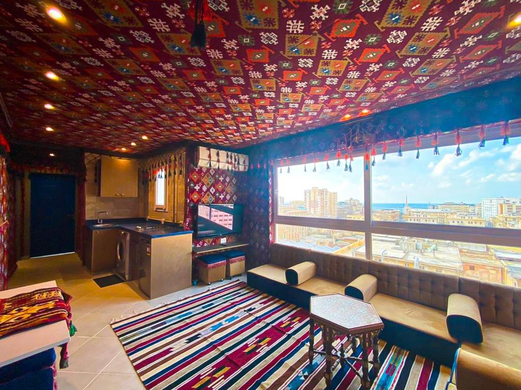A seating area at Arabian Nights in the heart of historic Alexandria