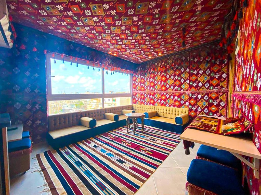 A seating area at Arabian Nights in the heart of historic Alexandria