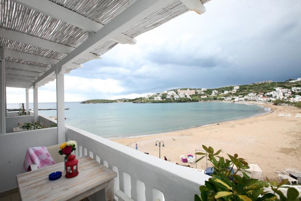 a balcony with a view of the beach at Bella Vista in Batsi
