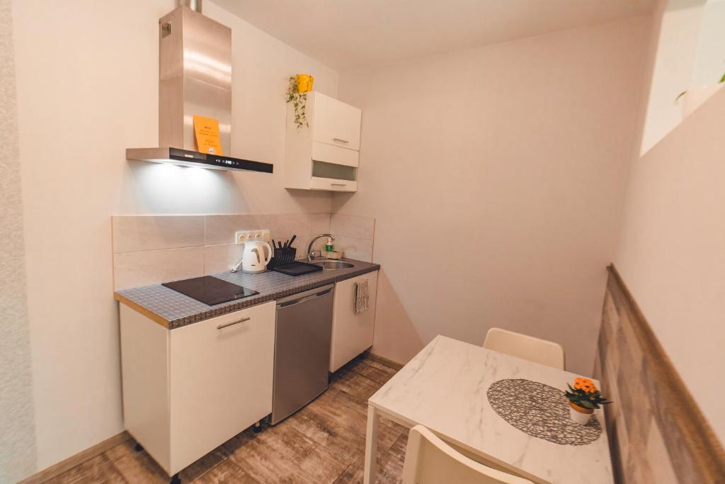 Kuchyň nebo kuchyňský kout v ubytování O.K. Hotel