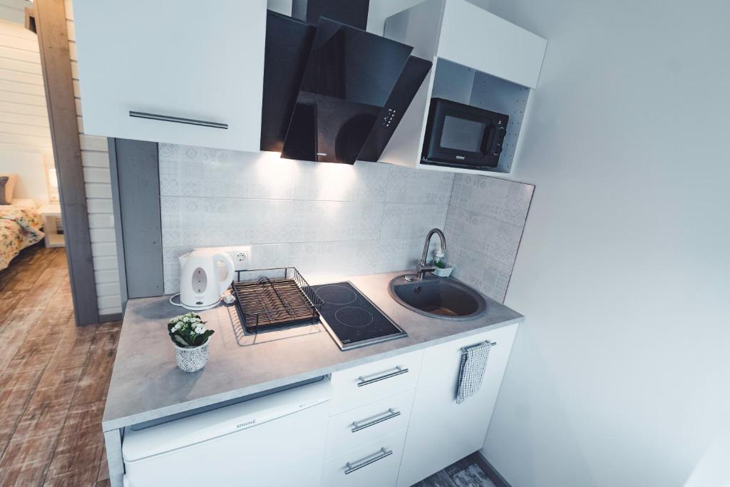 Kuchyň nebo kuchyňský kout v ubytování O.K. Hotel