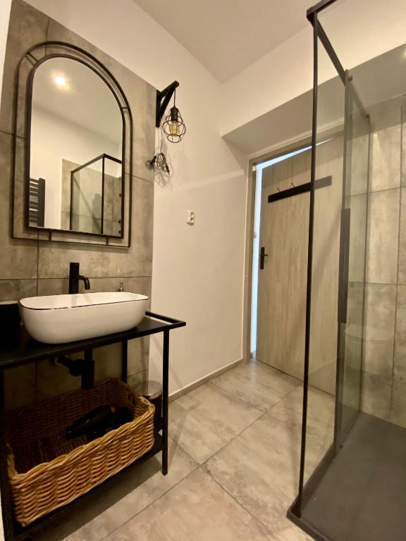 Kúpeľňa v ubytovaní apartament Hrabala