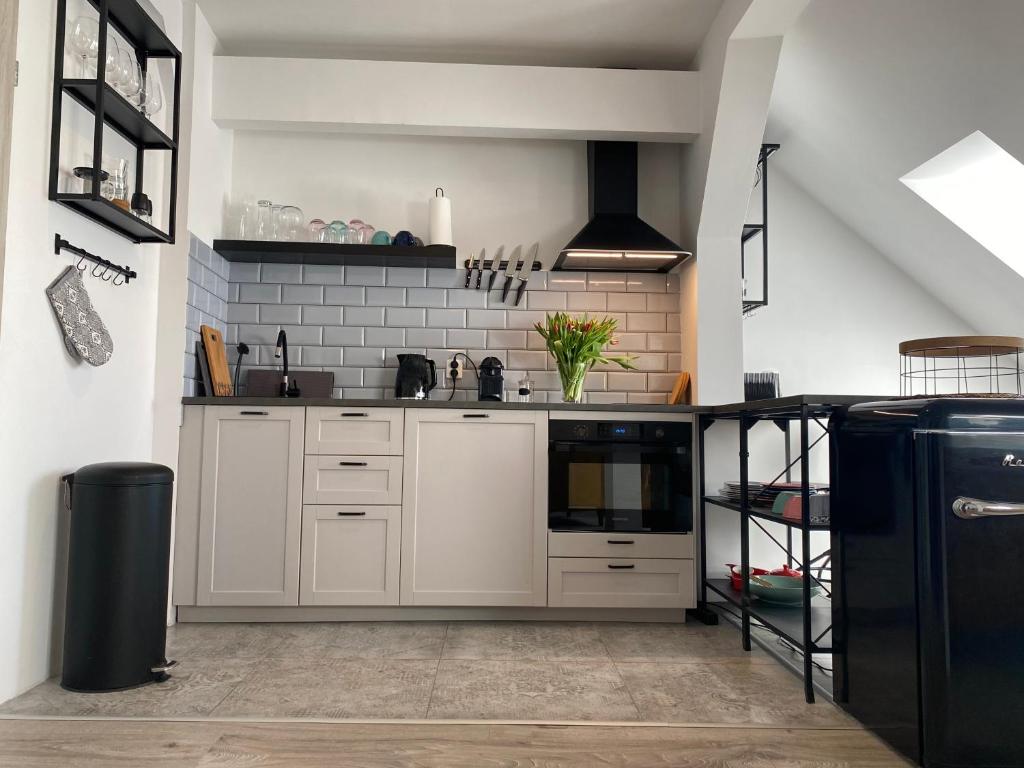 Kuchyňa alebo kuchynka v ubytovaní apartament Hrabala
