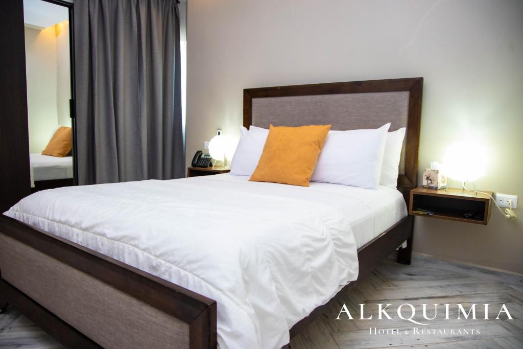 Postel nebo postele na pokoji v ubytování HOTEL ALKQUIMIA