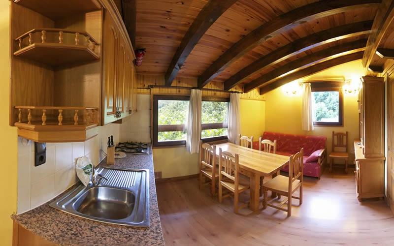 Kuchyň nebo kuchyňský kout v ubytování Camping Bungalows La Borda del Pubill