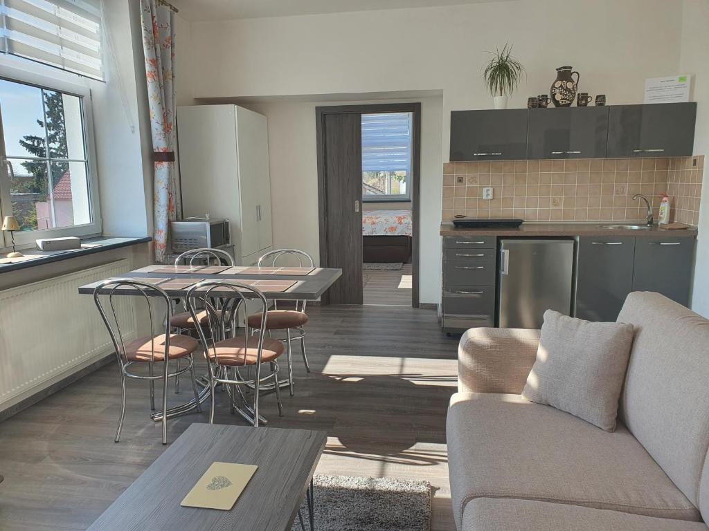 Kuchyň nebo kuchyňský kout v ubytování Apartmá na Hané