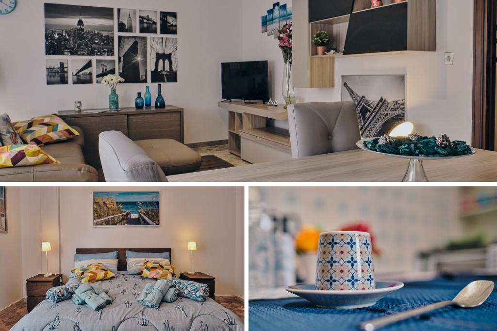 a collage of pictures of a living room and a bedroom at Asariel Splendido appartamento vista mare e centro storico in Brindisi