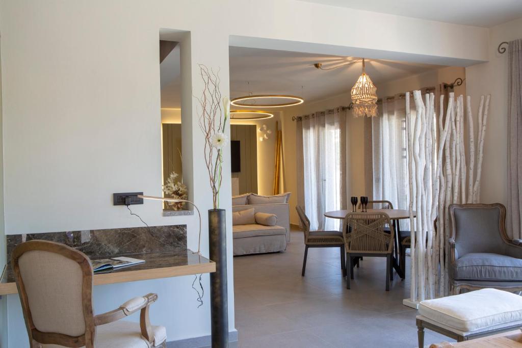 A seating area at Villa Elanthy-New Luxury villa with private sea access