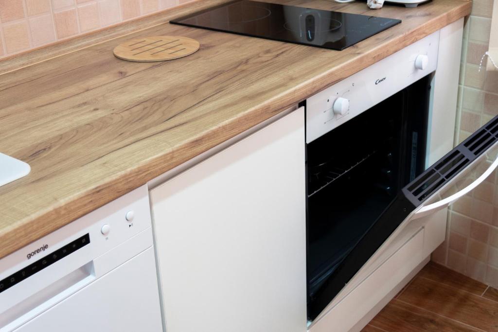Kuchyň nebo kuchyňský kout v ubytování Lux Family Apartment Vidanovic