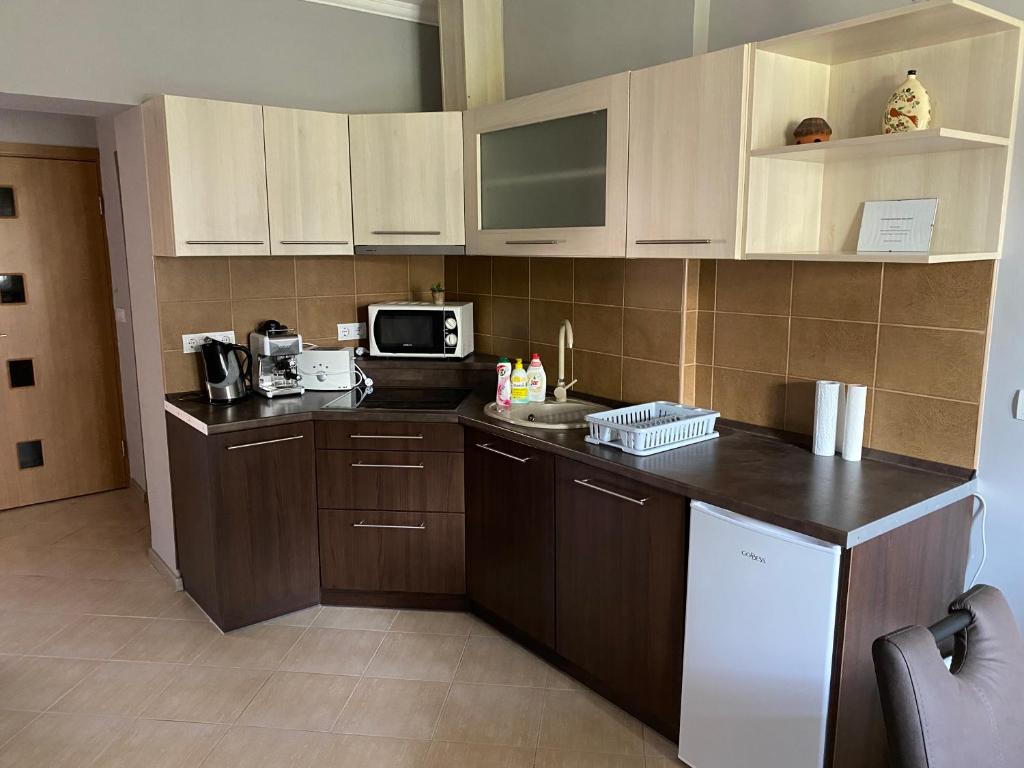 Kuchyň nebo kuchyňský kout v ubytování Platán Apartman