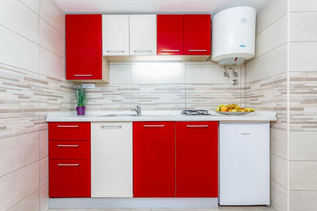 Kuchyň nebo kuchyňský kout v ubytování Apartment Mirela