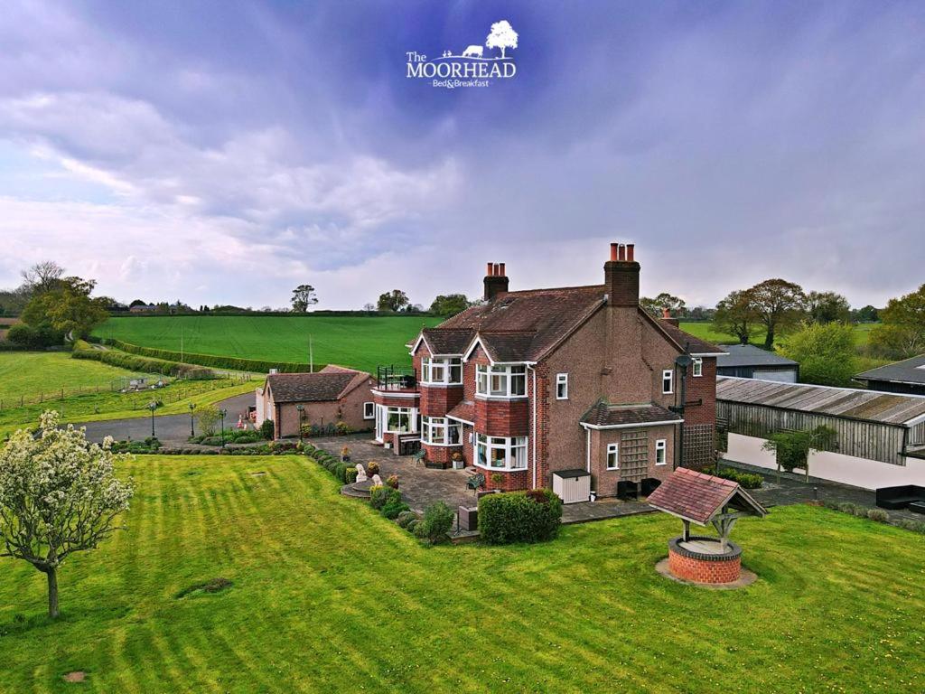 an aerial view of a large house with a yard at The Moorhead Bed & Breakfast in Wem