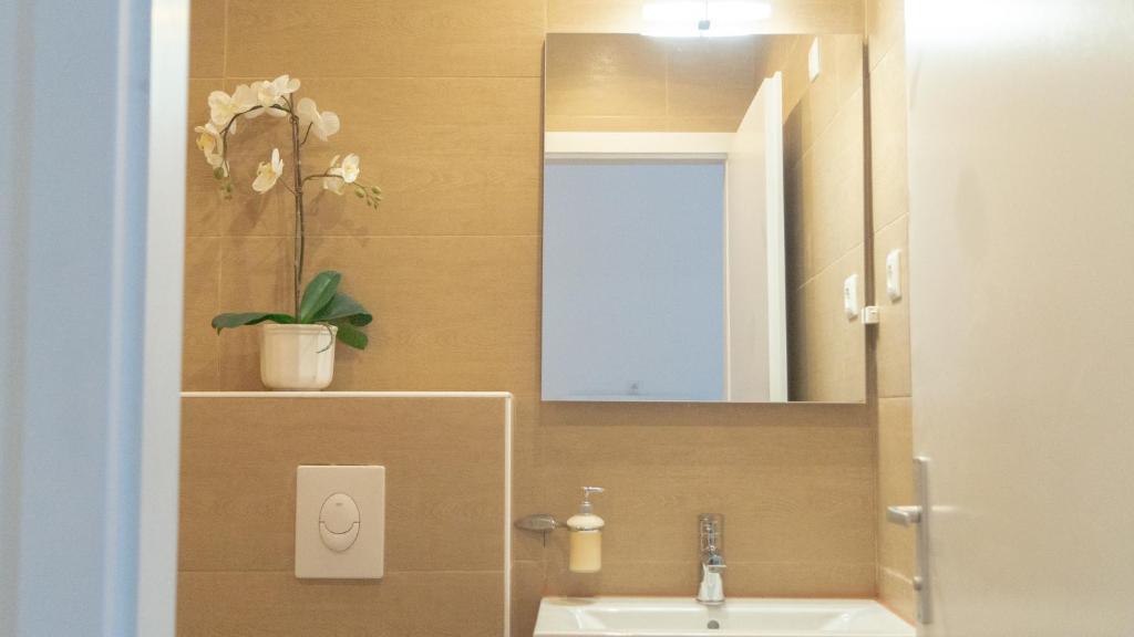 A bathroom at Superb 3 Apt Complex for 9P near Wiener Stadthalle