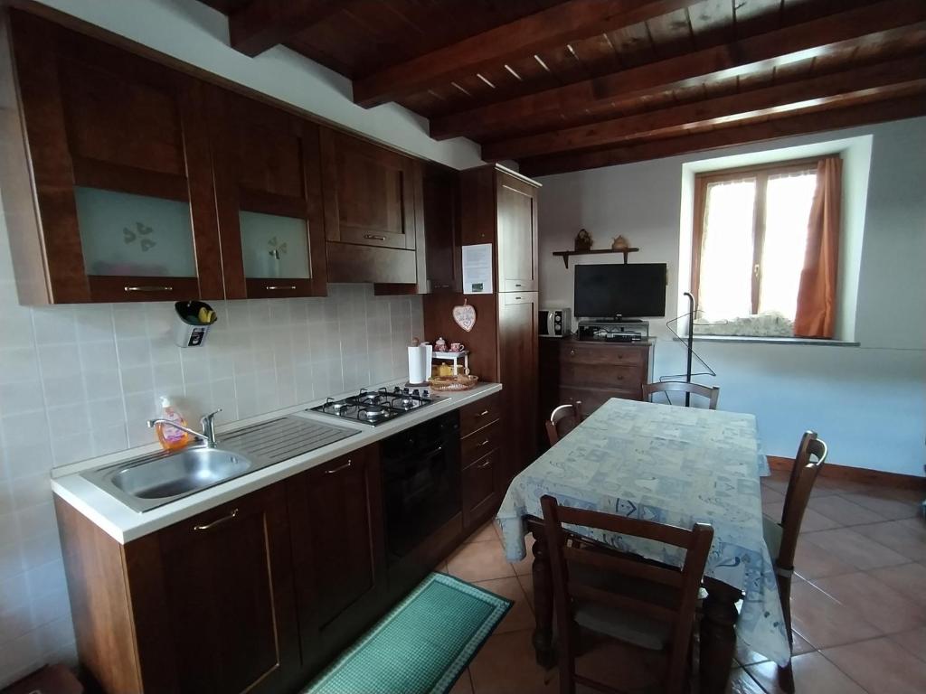 Kuchyň nebo kuchyňský kout v ubytování La corte del pane