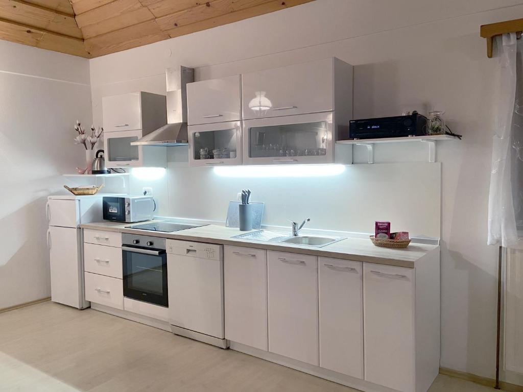 Kuchyň nebo kuchyňský kout v ubytování Apartment Feher Lendava
