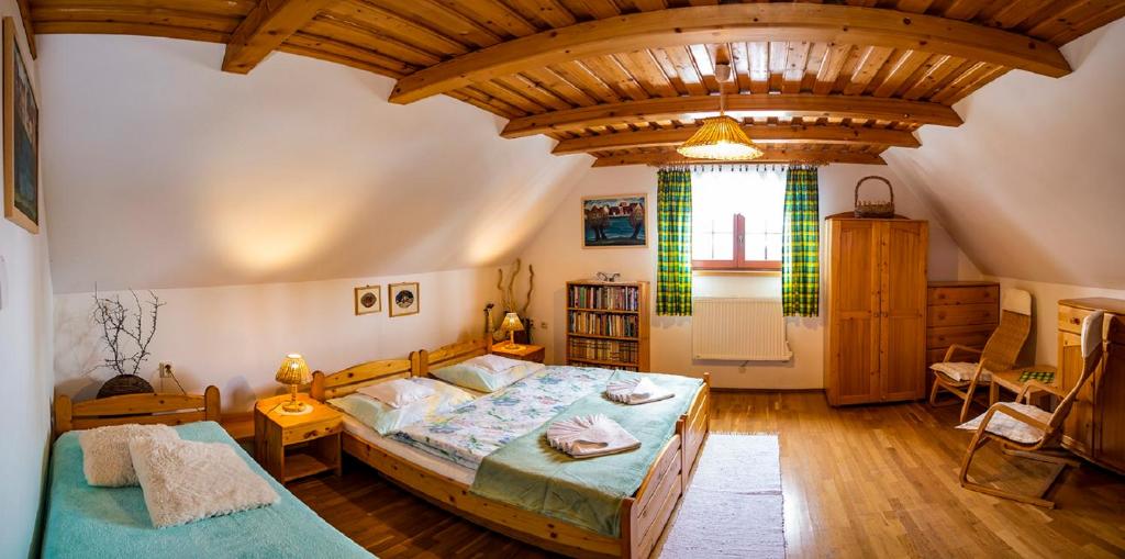 Postel nebo postele na pokoji v ubytování Drevenica Michael