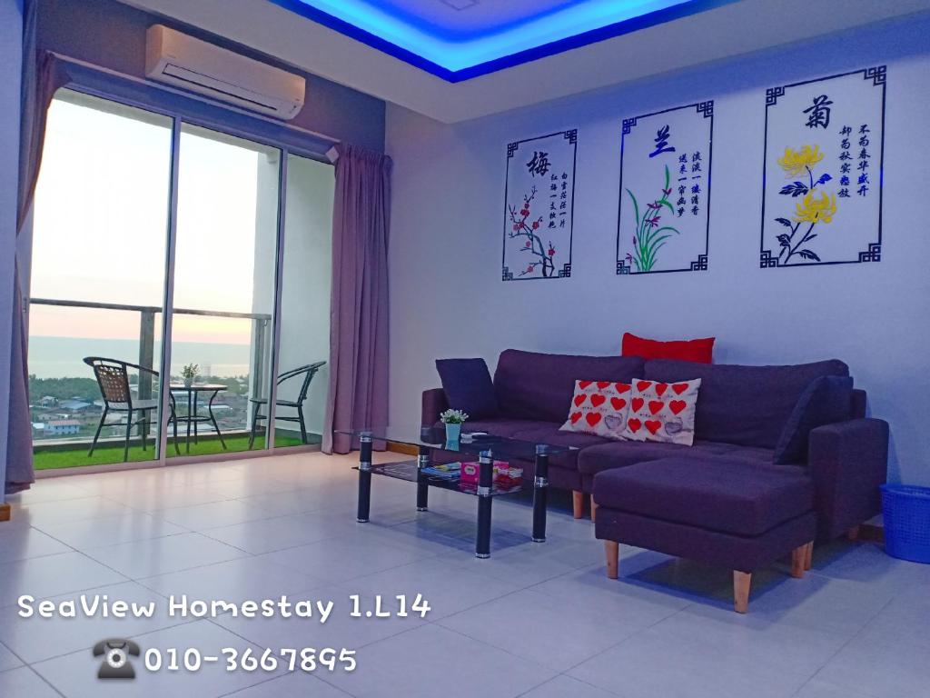 Posezení v ubytování Sekinchan SeaView Homestay 034 高楼看海阳台民宿