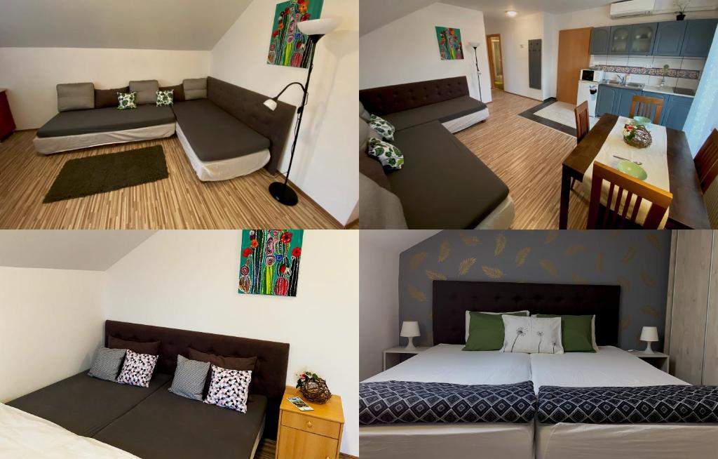 A bed or beds in a room at Bóbita Apartman