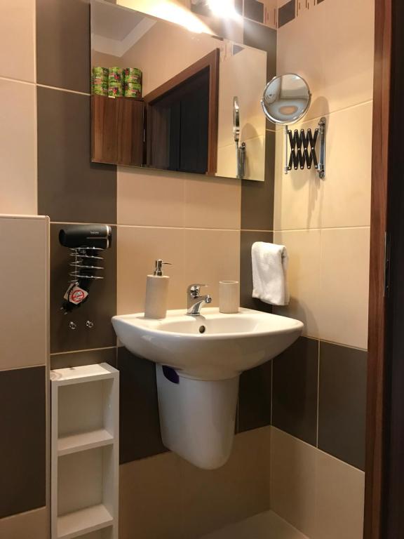 Koupelna v ubytování Příjemný apartmán Křoví v rodinném domku se sdíleným bazénem, terasou a zahradou