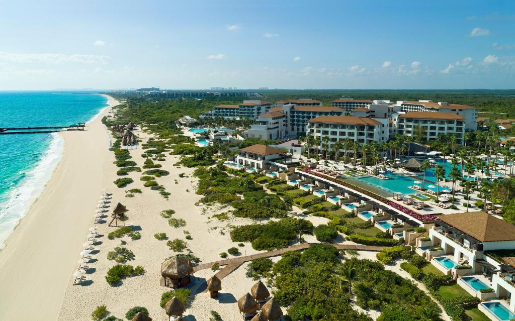 a beach filled with lots of palm trees at Secrets Playa Mujeres Golf & Spa Resort - All Inclusive Adults Only in Cancún