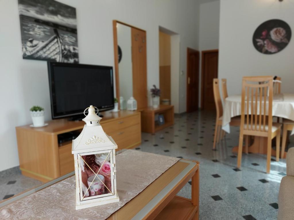 Televízia a/alebo spoločenská miestnosť v ubytovaní Apartments Palić