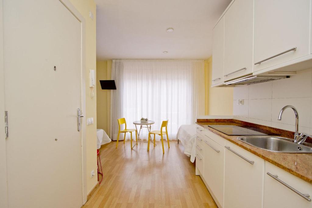 Kuchyň nebo kuchyňský kout v ubytování Barcelona City Apartment