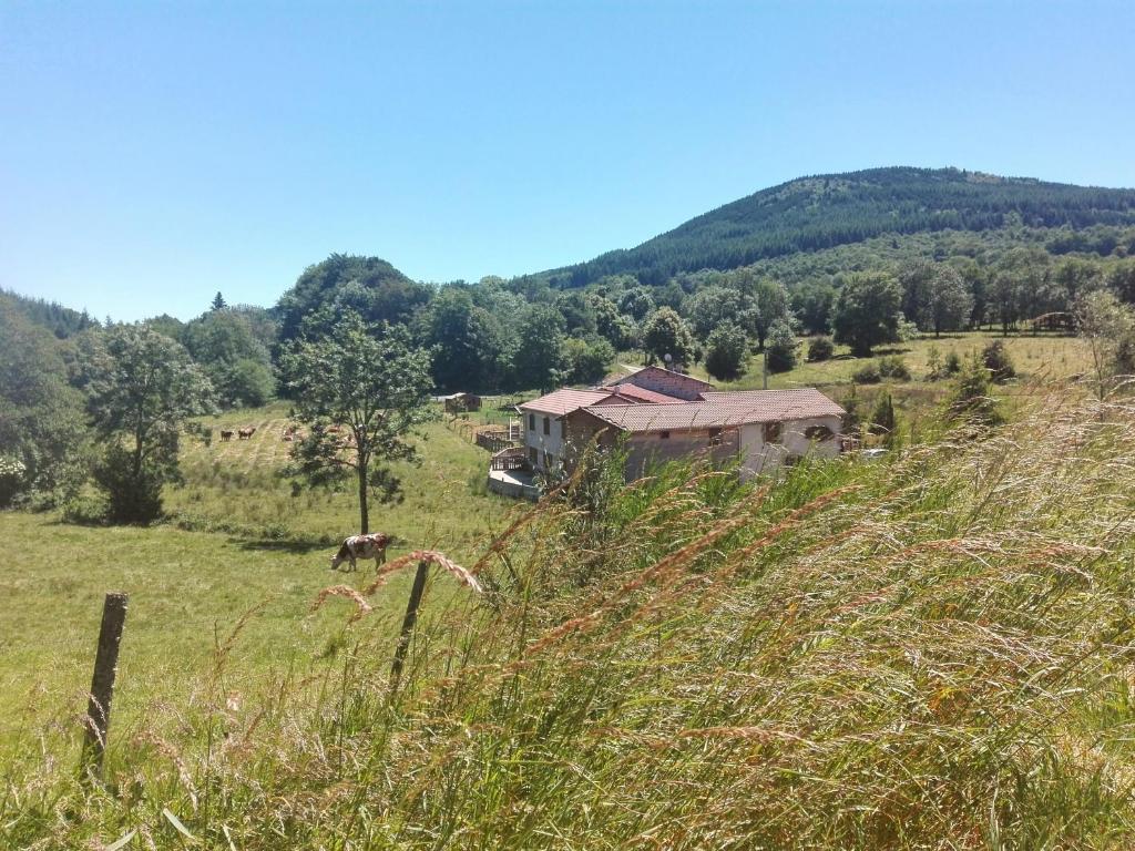 a house on top of a hill in a field at Le Moulin de la Fortie, maison d'hôtes in Viscomtat