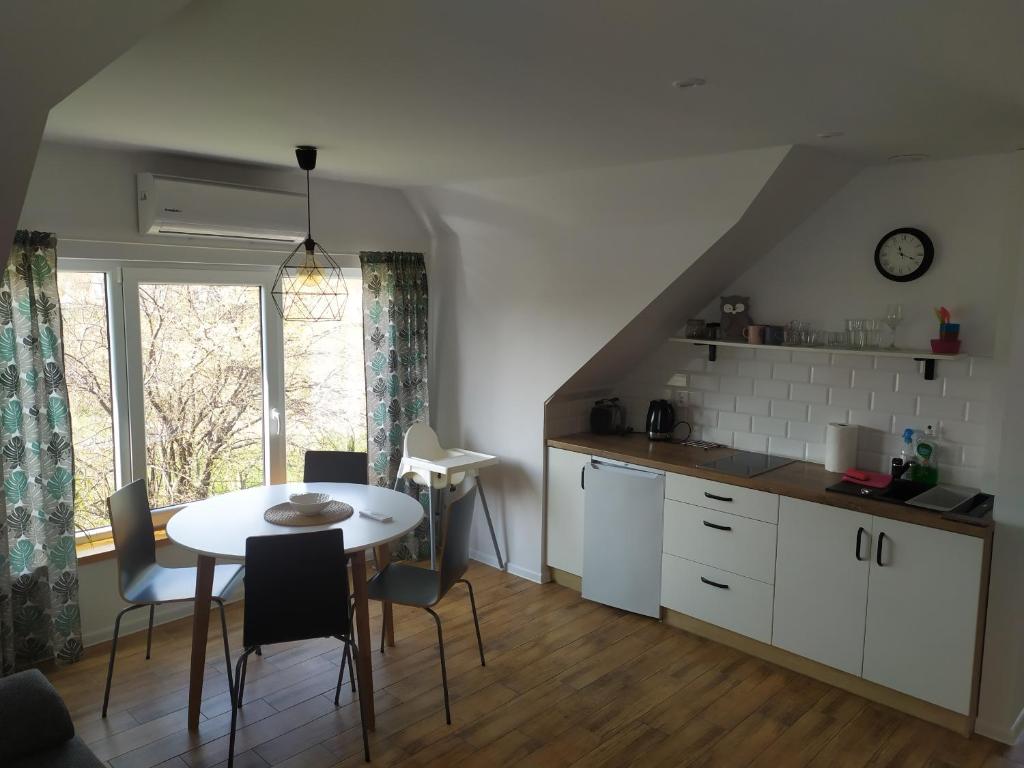 Kuchyň nebo kuchyňský kout v ubytování SOWI KĄT domki i apartamenty