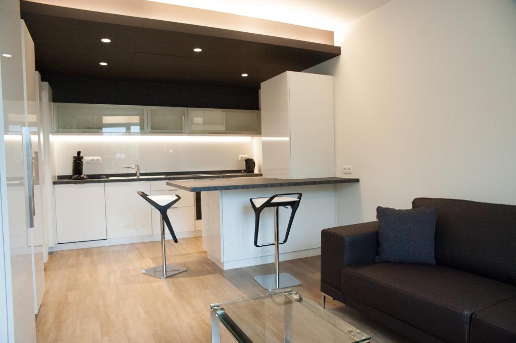 Kuchyň nebo kuchyňský kout v ubytování Appart'hotel Urban Lodge