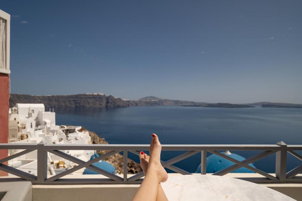 A balcony or terrace at Bubble Suite Santorini