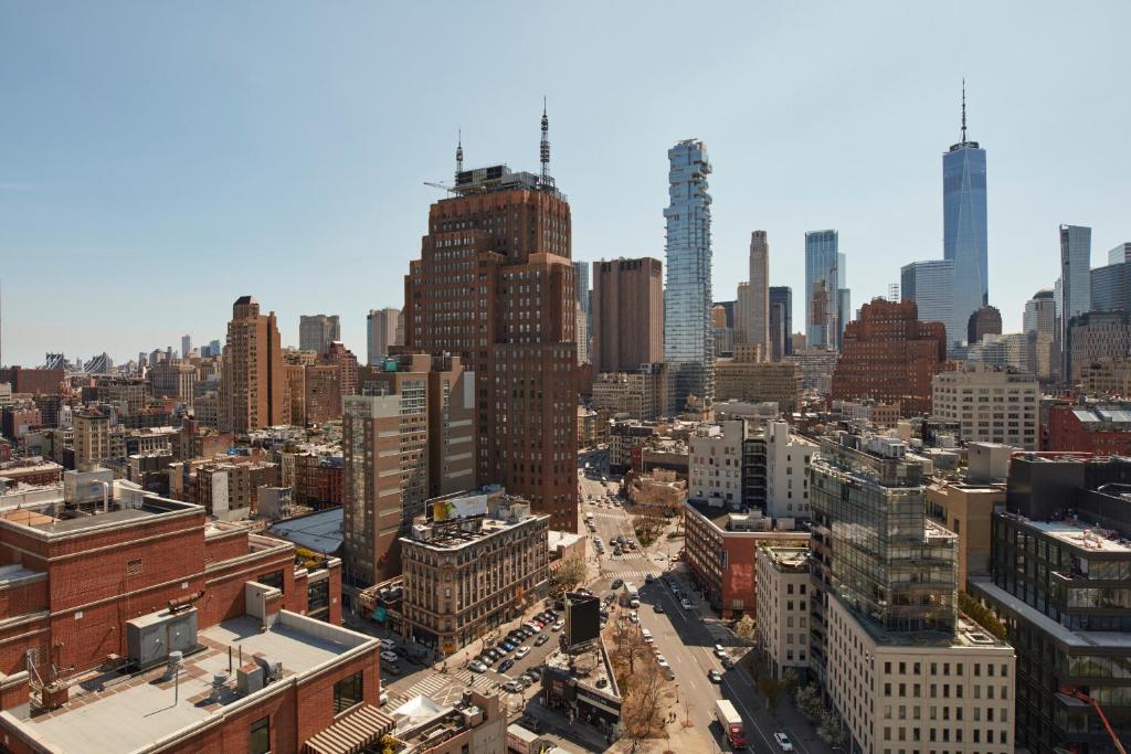 Uma visão geral de Nova York ou uma vista da cidade tirada do hotel