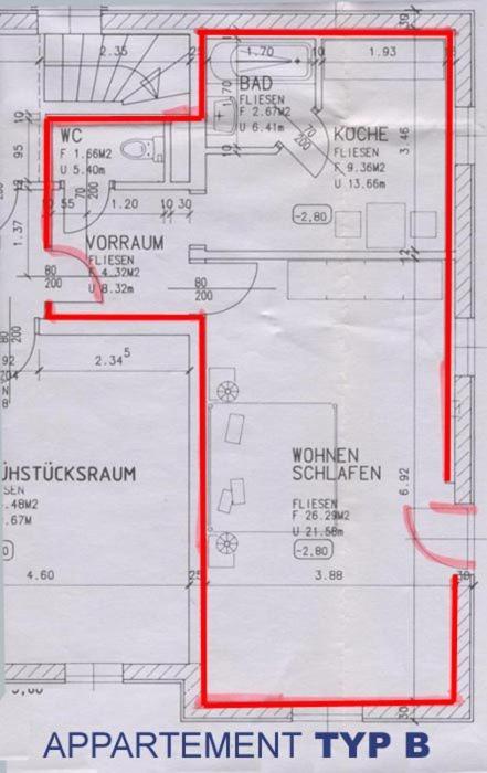 Půdorys ubytování Appartements Pension Elfi