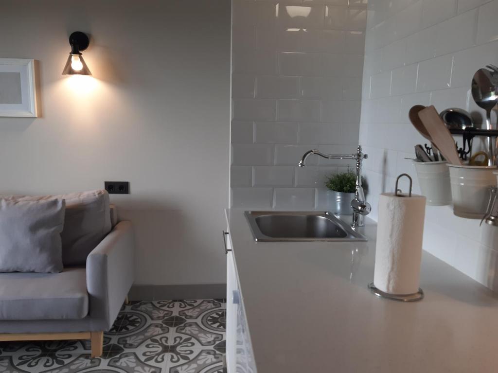 Kuchyň nebo kuchyňský kout v ubytování Apartamentos El Llanin