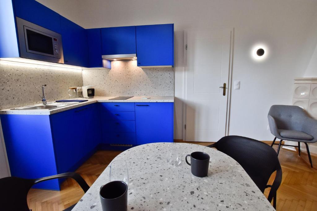Kuchyň nebo kuchyňský kout v ubytování ZACHÁR APARTMAN