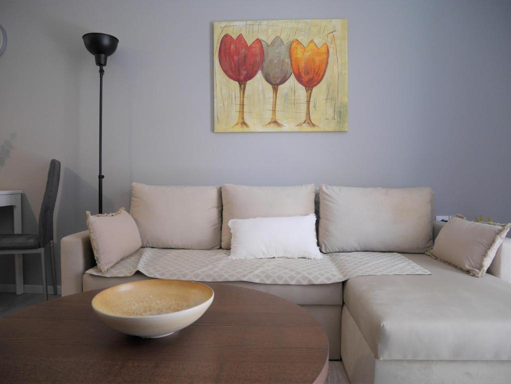Posezení v ubytování Porto Plaza City Center Apartment AC/Wifi