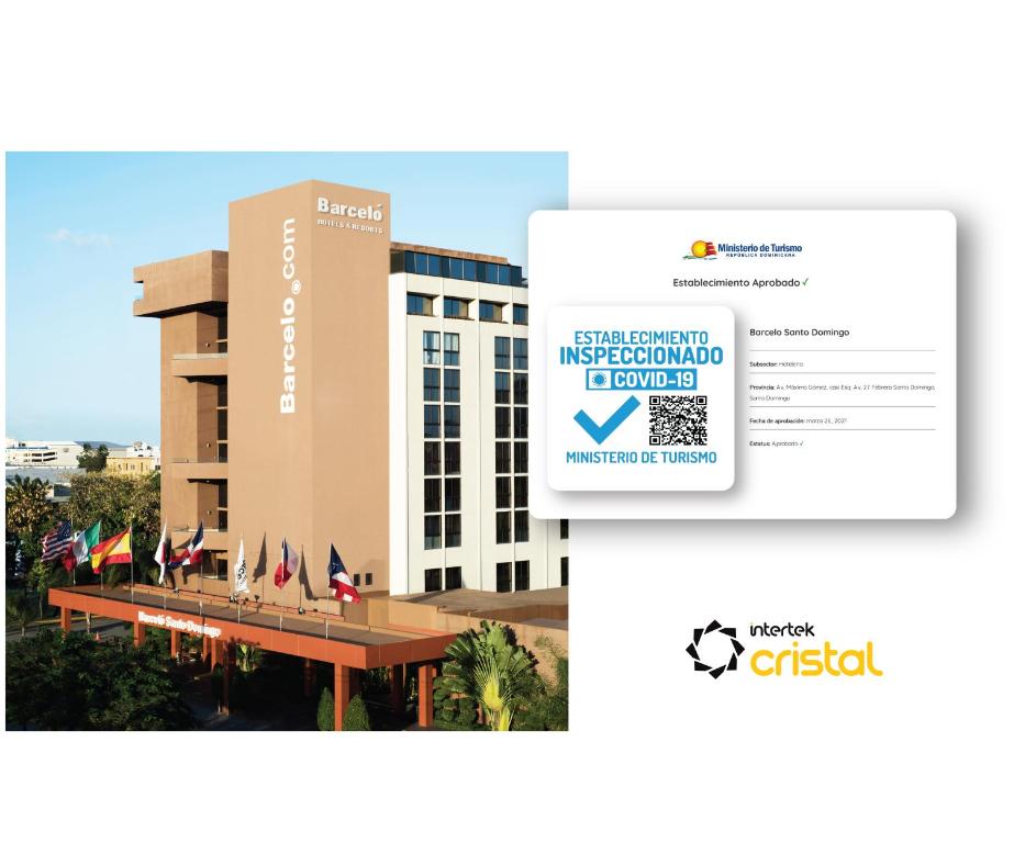 Certifikát, hodnocení, plakát nebo jiný dokument vystavený v ubytování Barceló Santo Domingo